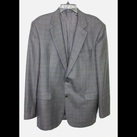 Brooks Brothers 1818 Madison Gray/Blue/Black Check Wool 2B Sportcoat Blazer 43L - Picture 1 of 8